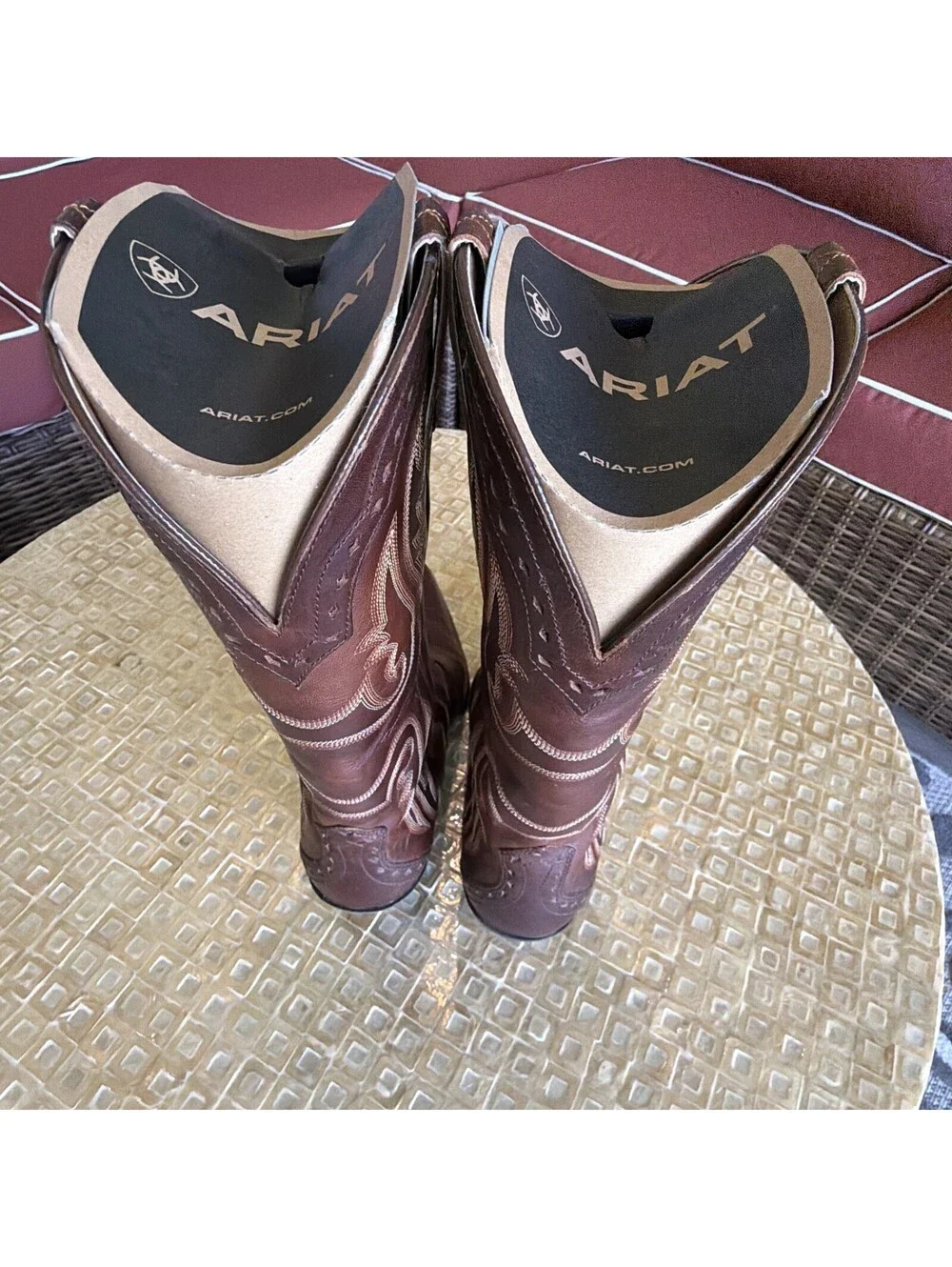 Ariat Womens Brown Leather Mid-Calf Pull On Cowgirl Western Boots Size 9B In Box
